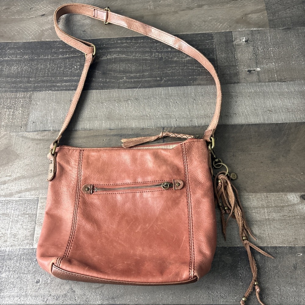 The Sack "Ashland" Orange/Brown Leather Crossbody Purse Boho bag